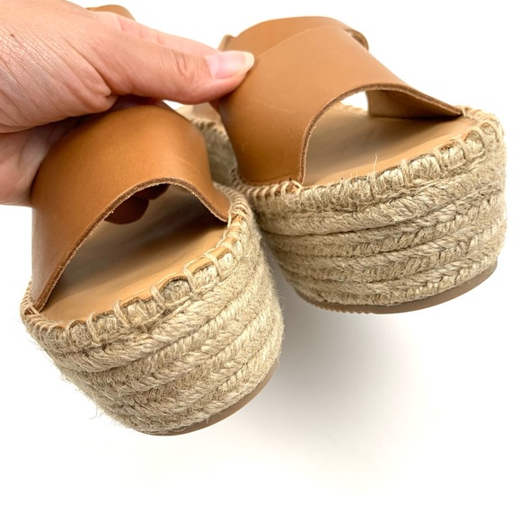 Soludos Sandals Minorca Platform Leather Espadrille Wedge Nude Tan Buckle Sz 8 - Picture 4 of 15